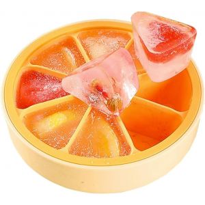 (Orange, Diamètre 15,5 X Hauteur 4,5 Cm) Bac À Glaçons, Bac À Glaçons En Silicone Avec Couvercle, Moule À Glaçons Réutilisable, Bac À Glaçons Fantaisie, Facile À Déployer - Neuf