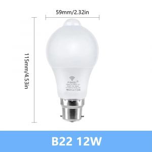 Lugh-Capteur De Mouvement Lumi&egrave;re Led 220v 110v E27 B22 12w 15w 18w Lampe &Agrave; Led Auto Intelligent Infrarouge Led Ampoule &Eacute;conomie D'&eacute;nergie Bombillas Maison Porche - Neuf