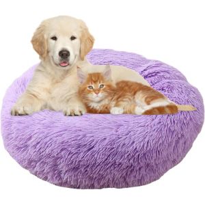 Rond Coussin Lit Animal De Compagnie Coussin Pour Chat Panier Chien Chat Panière Rond Chien Lit Pour Chat Panier Donut Moelleux Lit Apaisant Comfy Pour Chien Coussin Chat Panier Pour Chat (Purple) - Neuf