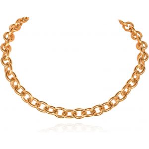 Gros Collier Chaine Pour Femme Et Jeune Fille,Collier Ras De Cou Femme En Acier Inoxydable Plaqu&eacute; Or,Collier Cha&icirc;ne Or Pour Femme Avec Maillons Ovales &Eacute;pais Avec Pochette &Agrave; Bijoux - Neuf