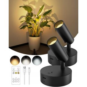 Subzonal-Spot Led Sans Fil Pour Int&eacute;rieur 3000 Mah,Applique Murale Int&eacute;rieure Rechargeable &Agrave; 3 Couleurs Et Gradation De Lumi&egrave;re, Pour Mur Et Arbre, &Eacute;clairage Ascendant Autocollant Pour Plantes - Neuf