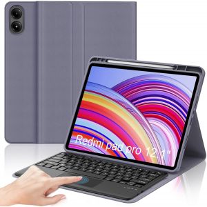 Clavier Avec Trackpad Pour Redmi Pad Pro 12.1"" 2024, Azerty Français Clavier Bluetooth Magnétique Détachable Avec Touchpad Pour Tablette Xiaomi Redmi Pad Pro 12.1 Pouces 2024, Violet - Neuf