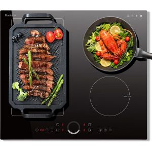 CHECARZHN--NO1-Plaque Induction 4 Feux Avec Flexzone, Plaque À Induction 60 Cm Encastrable, Table Induction 4 Foyers Avec Commande Circulaire, Booster, Minuterie, Sécurité Enfant, 220V-240V 7200W San - Neuf