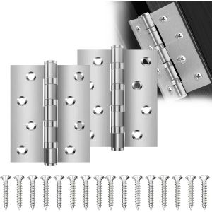 2 Pièces Charniere Porte de Porte Pliantes en Acier Inoxydable, Charniere Porte Placard, Charnière Plate Avec 16 Vis Pour La Maison Meubles Matériel Armoire Garde Porte Tiroir (3 Inch, Argent) - Neuf