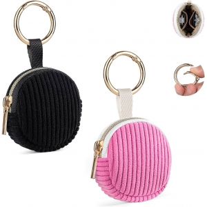 Rfcbc-Lot De 2 Pochette Bijoux Mini Trousse Rangement Boucle D'oreille En Velours Côtelé Sac De Organisateur Multifonctionnel Pour Colliers Bracelets Boite A Bijoux Voyage Femme 5,6*5,9*2,1cm(Rose&no - Neuf