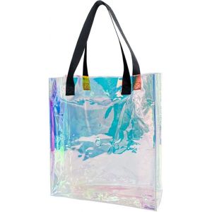 nzqaf-Sac à main holographique transparent imperméable pour fille Sac de plage en PVC pour le sport, le travail, les voyages en sécurité, le stade ou le concert. - Neuf