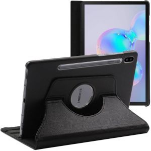 Coque Pour Samsung Galaxy Tab S6 10.5 T860/T865, Etui Rotatif 360, Housse Protection Pu Cuir, Noir - Neuf