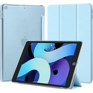 Coque Pour Ipad 10,2 Pouces 9ème/8ème/7ème Génération 2021/2020/2019, Housse Étui De Protection Léger Coque Arrière En Pc Rigide Translucide Givré Pour Ipad 9/8/7, Bleu Clair - Neuf