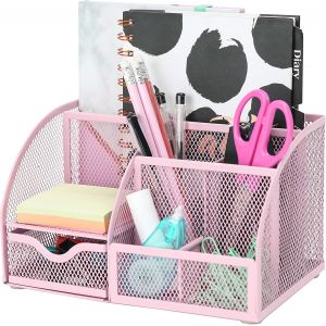 Organisateur de Bureau/Papeterie Organizer/Pot à stylo/Bureau Ranger/Multifonctions Organisateur (EX348 Rose Clair) - Neuf