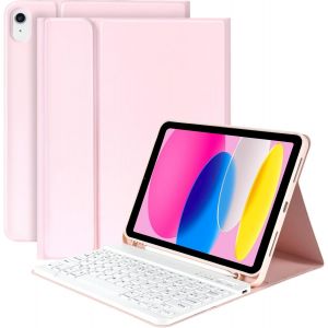 Coque Clavier Pour Ipad 10/11ème Génération (10.9 Pouces 2022/11 Pouces A16 2025), Étui Clavier Bluetooth Sans Fil Pour Ipad 10eme/11eme, Azerty Français,Rosa - Neuf