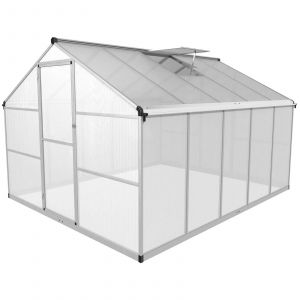 Serre De Jardin 301 X 238 X 195 Cm Polycarbonate + Aluminium Aluminium Plastique Transparent Helloshop26 14_0009924 - Neuf