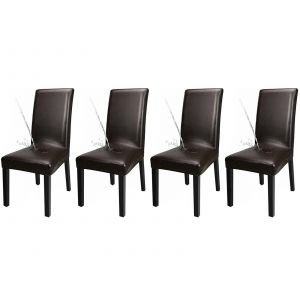Housses de chaises de salle &agrave; manger en similicuir imperm&eacute;ables et r&eacute;sistantes &agrave; l'huile, lot de 4, marron - Neuf