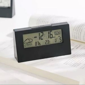 Réveil numérique noir, réveil de voyage, date, calendrier, affichage de la température 12/24 h, à piles, fonction répétition, horloge numérique pour chambre, maison, bureau, voyage - Neuf