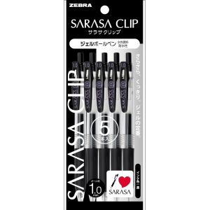 Sarasa P - Jje15 - Bk5 Lot De 5 Pinces Noir 1,0 Mm - Neuf
