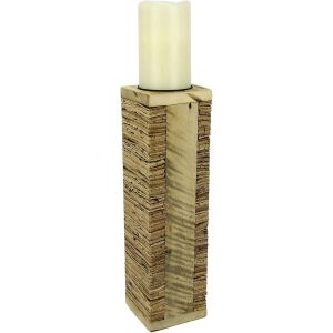 KALANKA-Colonne de Fleurs en Bois/liège - Décoration de Noël - Lanterne à Bougie - Style Maison de Campagne - Marron Antique - Style Shabby Chic - Naturel - 35 x 10 x 10 cm - Neuf