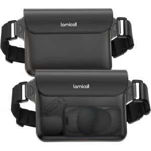 KALANKA-Pochette Étanche IPX8 - [Lot de 2] Sac Imperméable à Ceinture avec Ceinture Élastique Réglable, Pochette Impermeable pour Nautique, Pêche, Kayak, Baignade, Protection Téléphone - Neuf