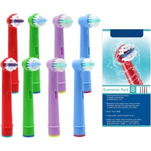 Ffyan Lot De 8 Pi&egrave;ces Brosse &Agrave; Dents Pour Enfants Pour Oral B, T&ecirc;tes De Brosse De Rechange Pour Enfants Pour Brosse &Agrave; Dents &Eacute;lectrique Rechargeable Avec Emballage - Neuf