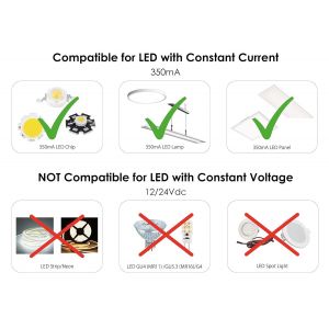 Transformateur LED 300mA - 350mA Courant Constant 7,5W - 15W Ultra Fin Plat Sans Scintillement LED Bloc d'Alimentation Driver - Neuf