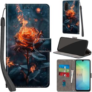 JGD-Coque pour Samsung Galaxy A26 / A17 5G Cover [Housse en Cuir PU Premium] [Etui &agrave; Rabat] [Pochette de Portefeuille], &Eacute;tui de Protection pour Samsung A26 / A17,Papillon dor&eacute;,Flamme - Neuf