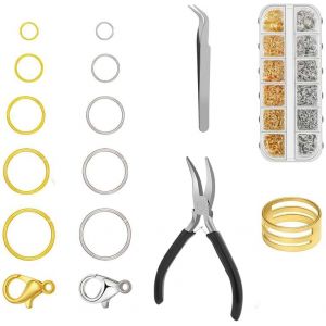 Mevronisshop-Anneaux De Jonction Pour Fabrication De Bijoux, 1443 Pi&egrave;ces Anneaux Ouverts En M&eacute;tal, Kit Avec Pince &Agrave; Bijoux, Pince Fine, Ouvre-Anneaux Pour Bracelets, Colliers Et Artisanat Diy - Neuf