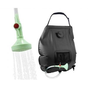 Douche solaire de 5 gallons &iquest; Douche de camping portable avec tuyau amovible et indicateur de temp&eacute;rature pour les aventures en plein air - Neuf