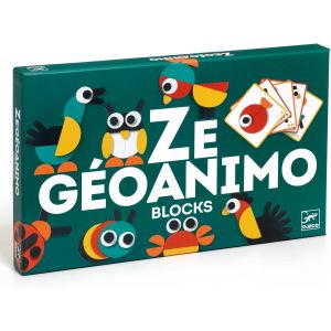 Ze G&eacute;oanimo Jeu Construction Animaux, D&egrave;s 3 Ans - Reproduire Un Animal &Agrave; Partir D'un Mod&egrave;le ! 30 Pi&egrave;ces En Bois, 20 Cartes Mod&egrave;le, 3 Difficult&eacute;s - D&eacute;veloppe Cr&eacute;ativit&eacute; & Concentration[Z2292] - Neuf