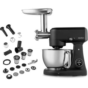 NouvelHorizonstore-Robot de cuisine avec hachoir &agrave; viande (800 watts, moteur &agrave; courant continu, bol en acier inoxydable de 4,6 litres, &eacute;conomie d'&eacute;nergie, ultra-silencieux, &eacute;cran tactile &agrave; capteurs n - Neuf