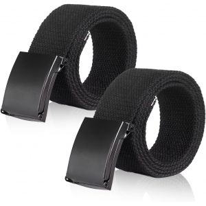 Kalanka-2 Pi&egrave;ces Ceinture Homme, Ceinture En Nylon Homme Ceinture De Travail Ajustable Boucle Metallique Ceinture En Toile Extensible Sans Trou Pour Hommes Ceinture, Longueur 135 Cm - Neuf