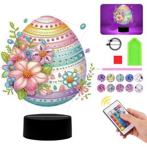 Kal-Diamond Painting Veilleuse Décoration De Table De Pâques Peinture Diamant ?ufs De Pâques Décoration De Pâques Lampe De Chevet Lampe De Table Led Avec Télécommande Diy 5d Diamant Painting Lampe Ca - Neuf