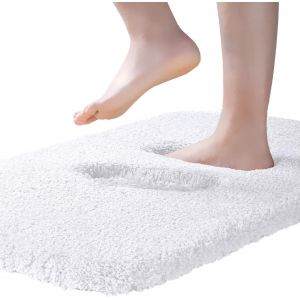 KAL-Tapis De Bain Extra Epais Tapis Salle De Bain Antidérapant Tapis Sortie De Douche Très Absorbant Tapis De Sol Salle De Bain Ultra Doux En Microfibre Lavable En Machine 50 X 80Cm,Blanc - Neuf
