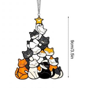Saison fen&ecirc;tre dot&eacute; d'ornement d'arbre de No&euml;l et les chats - Neuf
