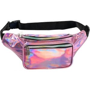 Sac banane holographique Fashion Rave Waist Bag avec ceinture r&eacute;glable pour femmes et hommes - Neuf