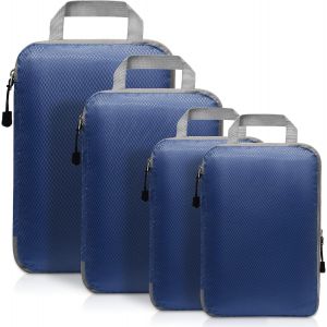 Organiseur de valise à compression (bleu foncé), cube de rangement pour sac à main, rangement pour valise de voyage, maquillage, vêtements, valise, sac de rangement, organisateur - Neuf