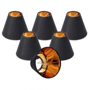 (Paquet De 6) Petits Abat-Jour Noirs Et Dorés Avec Douille E14 Pour Lampes De Table Et Lampadaires - Neuf