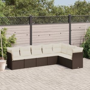 Prolenta Premium - Salon De Jardin Avec Coussins 7 Pcs Marron R&eacute;sine Tress&eacute;e - Neuf