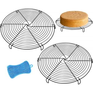 Jexnovashop-Lot De 2 Grilles Refroidies Pour G&acirc;teaux 32 Cm, Grille De Refroidissement En Acier Inoxydable, Ronde Avec 6 Pieds D'appo Pour Refroidir, G&acirc;teaux, Biscuits Tarte - Neuf