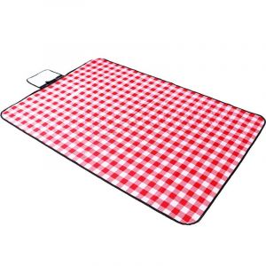 Couverture De Pique-Nique &Agrave; Carreaux Rouges Et Blancs 150 X 150 Cm - Imperm&eacute;able - Tapis D'ext&eacute;rieur Pour Le Camping, Les Activit&eacute;s De Plein Air, Le Parc, La Randonn&eacute;e Et La Plage - Avec Poign&eacute;e - Neuf