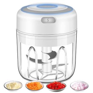 Mini Hachoir &Agrave; Ail &Eacute;lectrique, Robot Culinaire Portable, Hachoir &Agrave; L&eacute;gumes Et &Agrave; Oignons, Hachoir &Agrave; Viande Sans Fil Avec Chargement Usb Pour L&eacute;gumes, Poivrons, Oignons Et &Eacute;pices. - Neuf