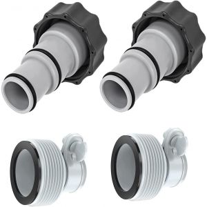 Lot de 4 adaptateurs de piscine,adaptateurs A et type B pour piscine Intex,adaptateurs de tuyau interchangeables,collier fileté 1,5 et 1,25 pouces pour kits de piscine,raccord pour tuyau - Neuf