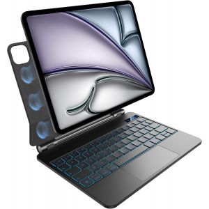 Clavier Pour Ipad Air 11 Pouces(M3 2025/M2 2024),Air 5E/4E Génération Et Ipad Pro 11"" (4E, 3E, 2E, 1Re Génération),Rétroéclairage,Pavé Tactile Multi-Touch,Design Magnétique Flottant,Azerty,Noir - Neuf