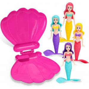 KAL-Lot De 4 Jouets De Piscine En Forme De Coquillage De Sirène Et 1 Coquillage, Jouets De Plongée En Forme De Sirène, Jouets De Piscine, Jeux De Plongée, Cadeaux Pour Enfants, Fournitures De Fête Et - Neuf