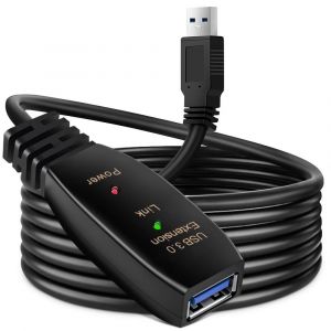 Câble d'extension USB 3.0 - Répéteur actif USB mâle vers femelle - Avec amplificateur de signal - Pour imprimantes, claviers, console de jeu, haut-parleurs, antenne WiFi, scanner (10 mètre) - Neuf