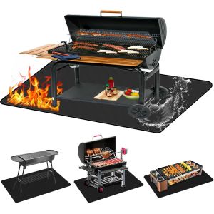 Ulteronixshop-Tapis ignifuge &iquest; 91 x 152 cm, tapis de barbecue pliable, tapis ignifuge, tapis de protection thermique, pour grills, chemin&eacute;es, sols, pelouses et camping (noir) - Neuf