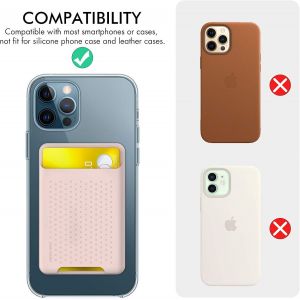 Porte-Cartes Adhésif Puissant (Rose), Porte-Cartes D'identité Pour Téléphone Portable, Portefeuille En Silicone Compatible Avec Iphone 12 - Neuf