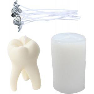 Kalanka-1 Moule &Agrave; Bougies Dentaires Avec M&egrave;ches De Bougie, Moule Cr&eacute;atif En Silicone En Forme De Dent Pour Bougies, Savon, Cire, Travaux Manuels - Neuf
