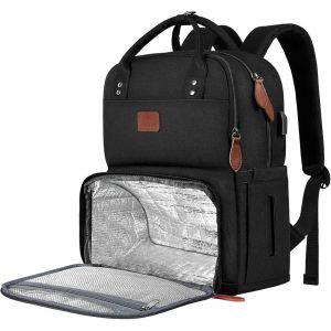 LETNERNY-Sac À Dos Déjeuner Isotherme, Sac À Dos Ordinateur 15,6 Pouces Pour Homme Femme, Avec Port Usb Imperméable Sac Isotherme Repas Voyage Pour Collège Affaire Scolaire, Noir - Neuf