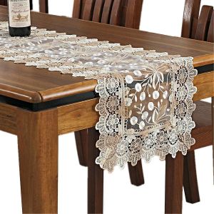 Chemin De Table En Dentelle Broderie Florale,Écharpe De Commode Transparente Rectangulaire En Polyester Pour La Salle À Manger À La Maison R - Neuf
