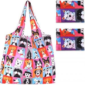 SJZG-2 Pi&egrave;ces Sac De Courses R&eacute;utilisable Sac Courses Pliable, 46 X 40 Cm Sac Shopping L&eacute;ger Sachet &Agrave; Main Tote Bag Pour Femme, Sacs En Tissu Imperm&eacute;able Costume Accessoire Pour Voyages Courses - Neuf