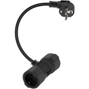 C&acirc;ble d'Extension de Contact de Protection avec 2 Prises, Double Extension Schuko 16A / 250V pour Une Utilisation en Ext&eacute;rieur, Prise de S&eacute;curit&eacute; &agrave; 2 Broches sur la Prise (Noir, 0.5M) - Neuf