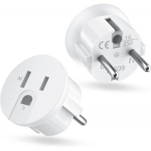 KALANKA-Prise de Voyage USA vers Europe Adaptateur de Voyage 2 pi&egrave;ces USA vers Europe, Prise am&eacute;ricaine vers Allemagne, Prise USA vers DE, Prise USA vers UE, Prise USA vers DE, Prise europ&eacute;enne - Neuf